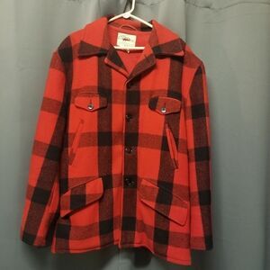 Vintage 40s Chippewa Woolen Mills Buffalo Check Plaid Red Black Bomber Jacket 42